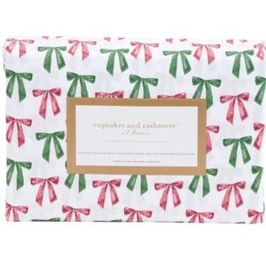 Cupcakes and Cashmere Ribbon Bow Sheet Set Twin AND Queen NEW